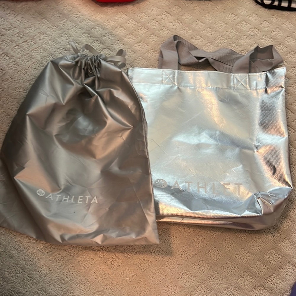 Two silver athleta bags